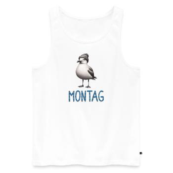 Endlich wieder Montag - Moin Möwe mit Beanie Mütze - Männer Premium Bio Tank Top - Weiß - Vorne - Michal (187cm)
