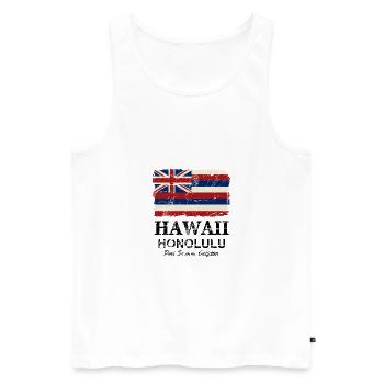 Hawaii Flag - Honolulu - Vintage Look - Männer Premium Bio Tank Top - Weiß - Vorne - Michal (187cm)