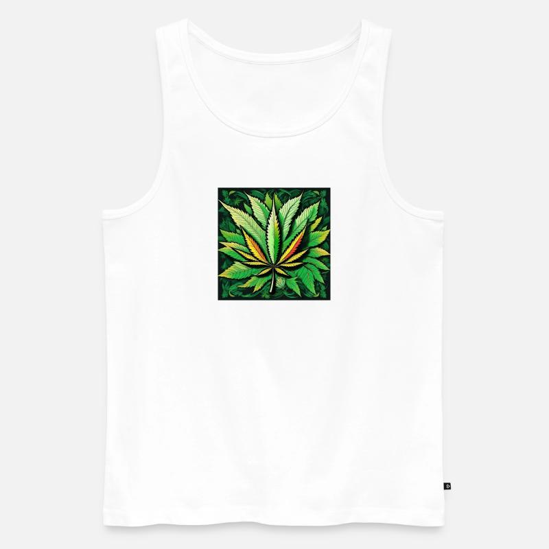 Cannabisblatt - Männer Premium Bio Tank Top - Weiß