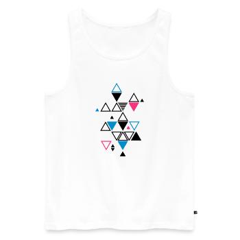 motif graphique de triangles - Débardeur bio Premium Homme - blanc - Devant - Michal (187cm)