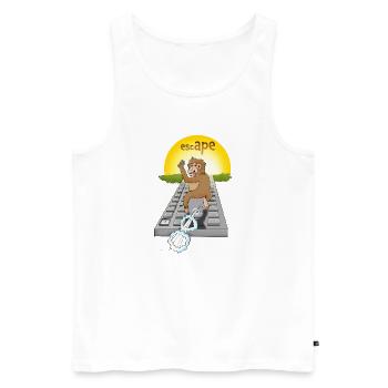 Humorous monkey design with keyboard - Men's Premium Organic Tank Top - white - Front - AI Model Male 178 light (178cm)