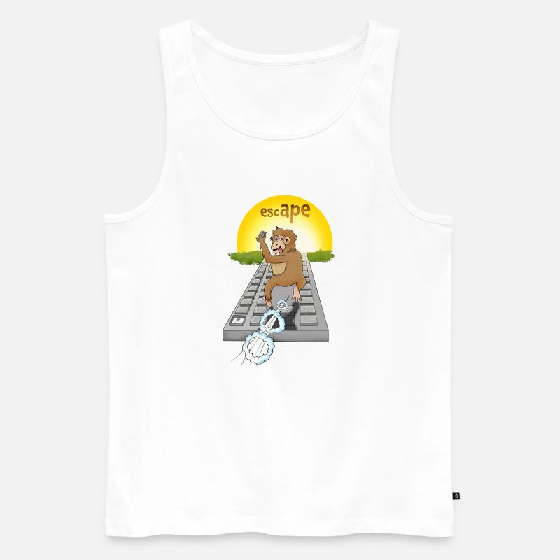 Humorous monkey design with keyboard - Men's Premium Organic Tank Top - white