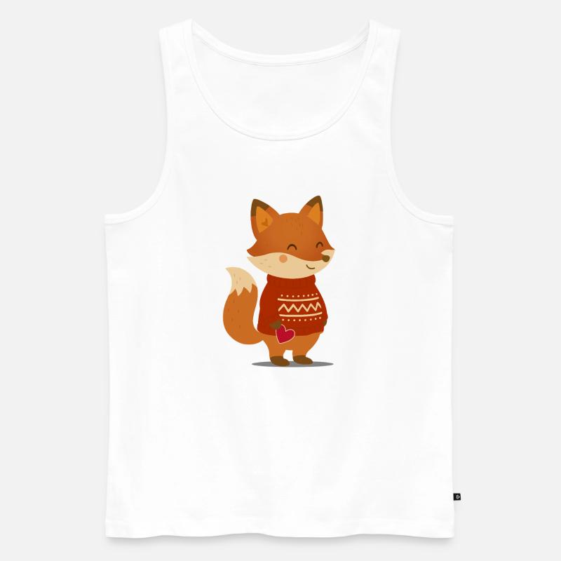 Süßer Fuchs im Pullover mit Herz - Männer Premium Bio Tank Top - Weiß