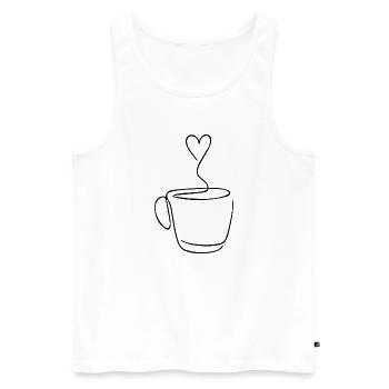 Les amateurs de café dessinent le café avec une ligne - Débardeur bio Premium Homme - blanc - Devant - Michal (187cm)