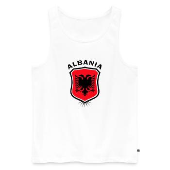 Wappen Albanien Albania - Männer Premium Bio Tank Top - Weiß - Vorne - Michal (187cm)
