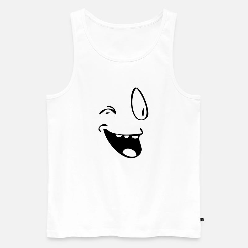 Zwinker Gesicht originelles Geschenk - Männer Premium Bio Tank Top - Weiß