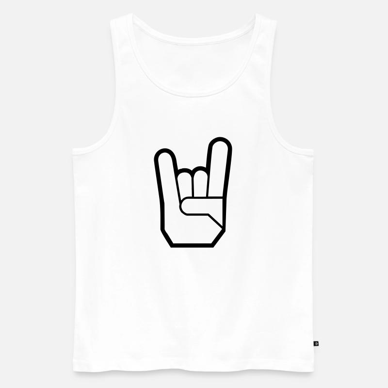 Rock Hand Pommesgabel Devilhand - Männer Premium Bio Tank Top - Weiß