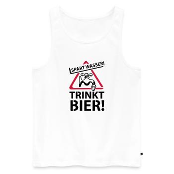 Spart Wasser Trinkt Bier - Men's Premium Organic Tank Top - white - Front - Michal (187cm)