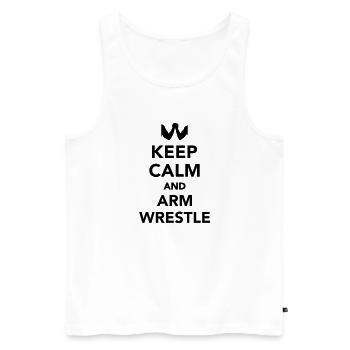 Keep calm and Arm wrestle - Débardeur bio Premium Homme - blanc - Devant - Michal (187cm)