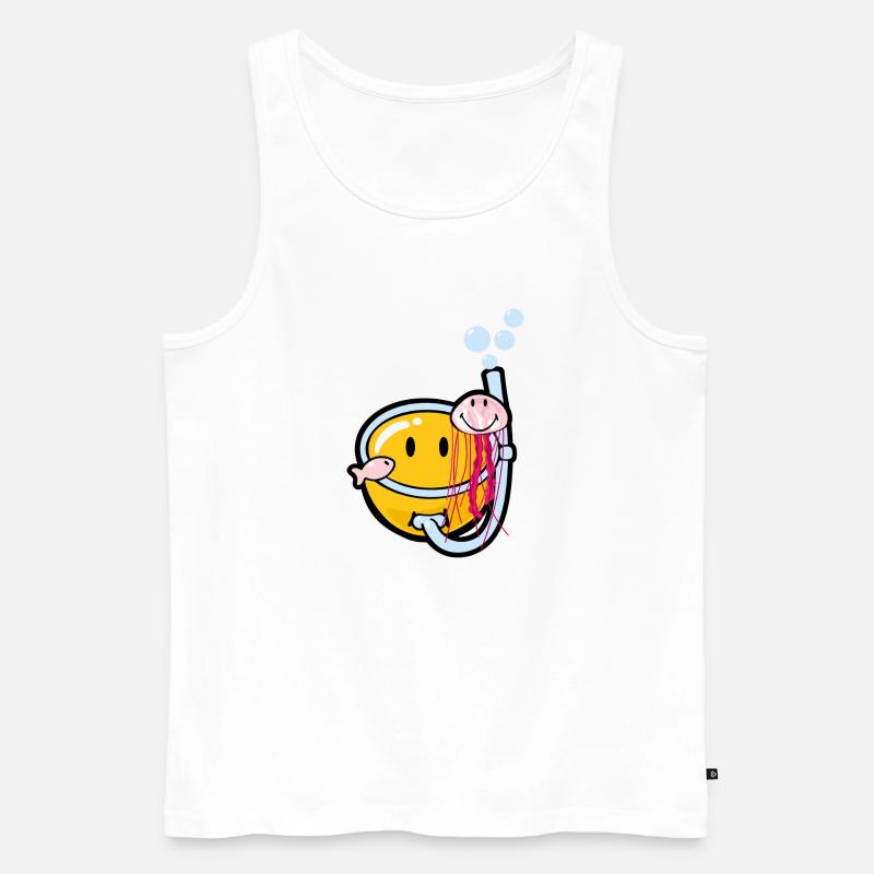 Smiley Snorkeling - Männer Premium Bio Tank Top - Weiß