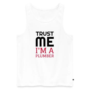 Plombier / Plomberie / Travail / Métier / Job - Débardeur bio Premium Homme - blanc - Devant - Michal (187cm)