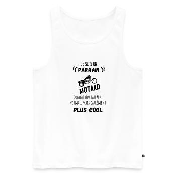 Je suis un parrain motard cool humour citation - Débardeur bio Premium Homme - blanc - Devant - Michal (187cm)