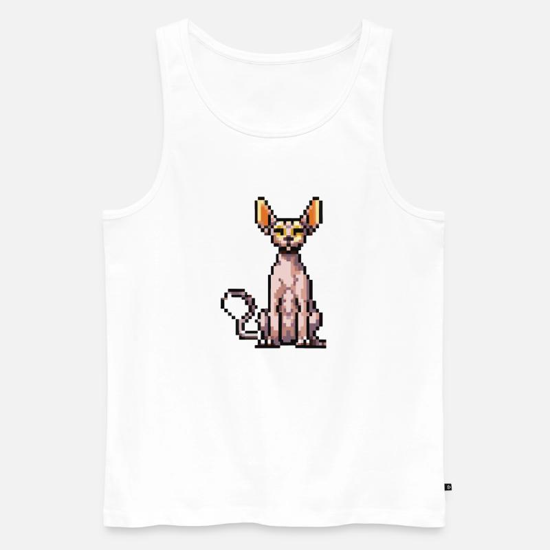 Katze Pixel Kunst Geschenkidee - Männer Premium Bio Tank Top - Weiß