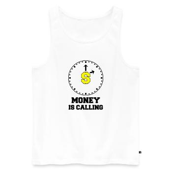 money is calling 2 - Men's Premium Organic Tank Top - white - Front - Michal (187cm)