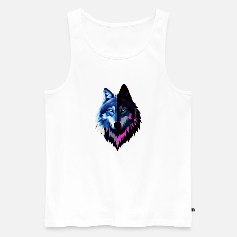 Wolf - Männer Premium Bio Tank Top - Weiß