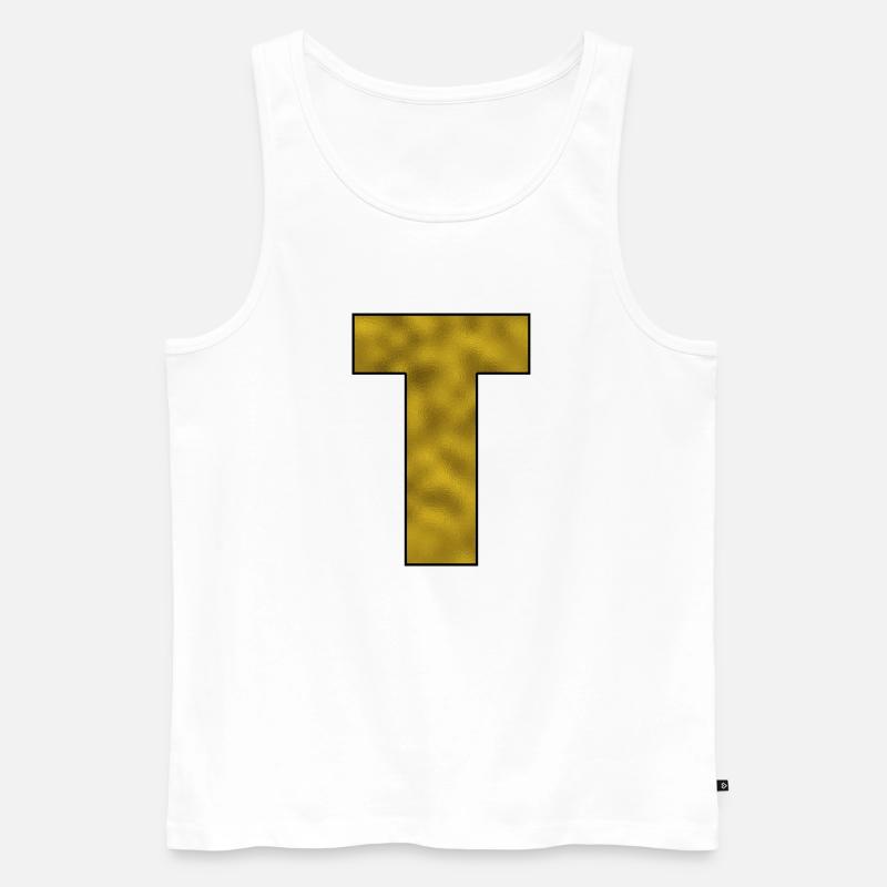 Buchstabe T Gold - Männer Premium Bio Tank Top - Weiß