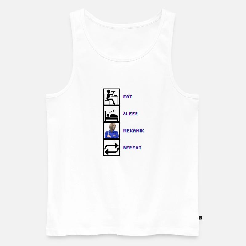EAT SLEEP MEKANIK REPEAT - Männer Premium Bio Tank Top - Weiß