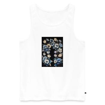 Affiche Fleurs Bleues 5 - Débardeur bio Premium Homme - blanc - Devant - Michal (187cm)