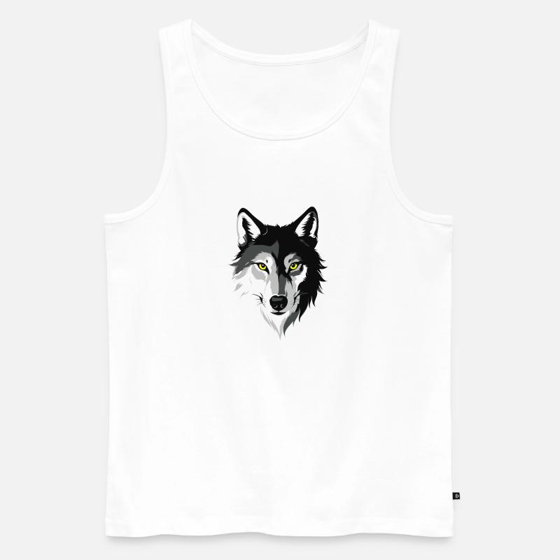 Wolfsblick - Männer Premium Bio Tank Top - Weiß
