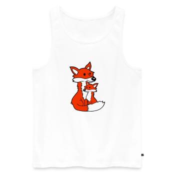 2 Foxes Mother Red Fox Little Child Father Mom - Men's Premium Organic Tank Top - white - Front - Michal (187cm)