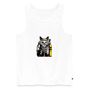 Cat Diver Diving - Men's Premium Organic Tank Top - white - Front - AI Model Male 178 light (178cm)