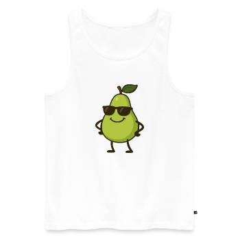 birne comic cool - Männer Premium Bio Tank Top - Weiß - Vorne - AI Model Male 178 light (178cm)