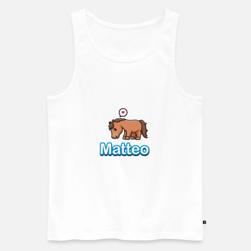 Falkenhof Matteo Comic Pferd - Männer Premium Bio Tank Top - Weiß