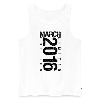 Anniversaire Mars 2016 Mars né en Mars - Débardeur bio Premium Homme - blanc - Devant - Michal (187cm)