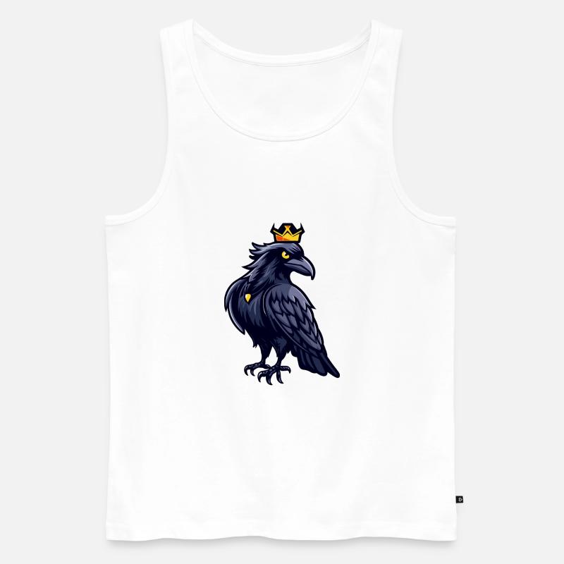 Rabe Krähe Comic Krone - Männer Premium Bio Tank Top - Weiß