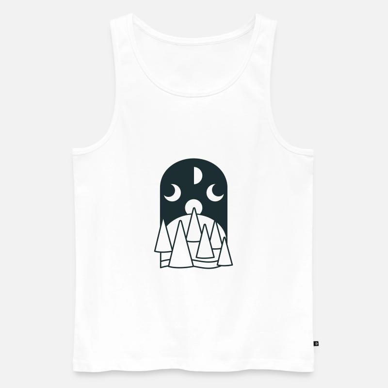 BOHO Mondphasen bogen mit Wald - Männer Premium Bio Tank Top - Weiß