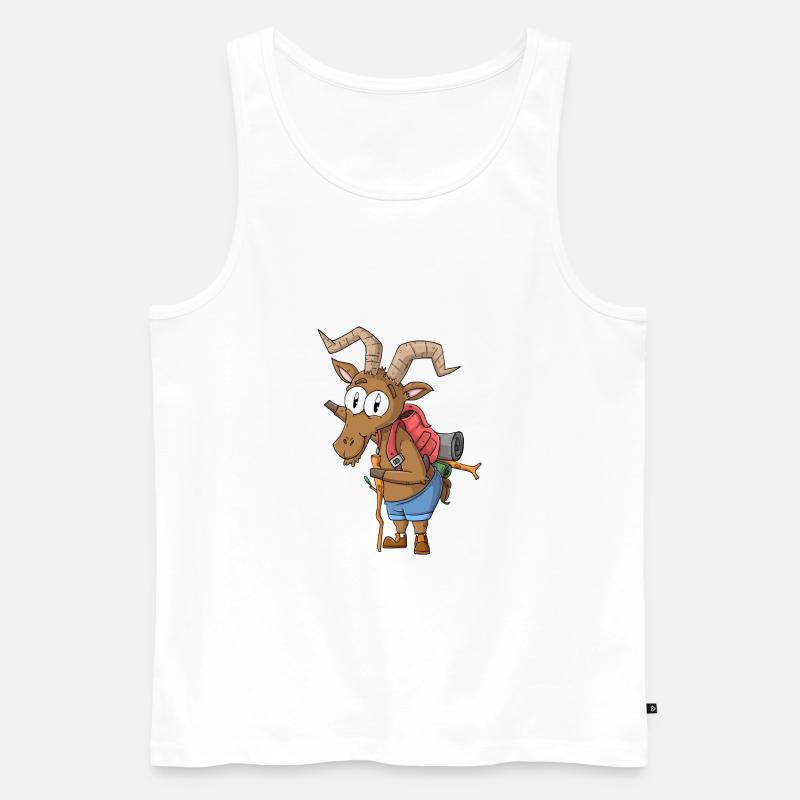Steinbock Wanderer / Wandernder Steinbock - Männer Premium Bio Tank Top - Weiß