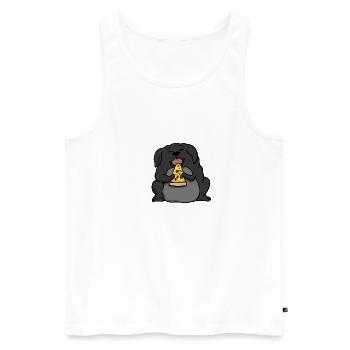 Fat Labrador Dog Eating Pizza Funny Comic Style - Men's Premium Organic Tank Top - white - Front - Michal (187cm)