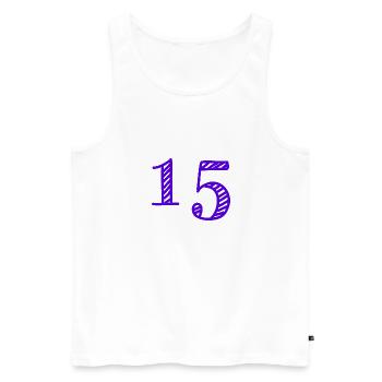 15 YEARS. 15th ANNIVERSARY. BIRTHDAY 15 YEARS. 15 - Men's Premium Organic Tank Top - white - Front - AI Model Male 178 light (178cm)