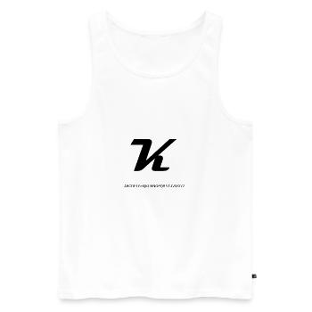 K - Men's Premium Organic Tank Top - white - Front - AI Model Male 178 light (178cm)