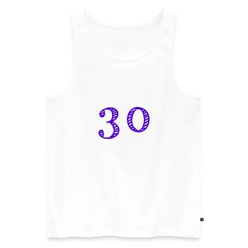 30 YEARS. 30TH ANNIVERSARY. BIRTHDAY 30 YEARS. 30 - Men's Premium Organic Tank Top - white - Front - AI Model Male 178 light (178cm)