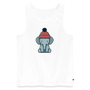 Pachyderme d’hiver éléphant avec bonnet rouge - Débardeur bio Premium Homme - blanc - Devant - Michal (187cm)