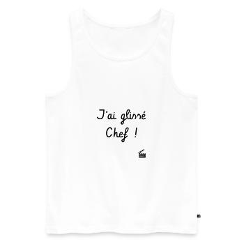 J'ai glissé Chef - La 7ème Compagnie - Culte ! - Débardeur bio Premium Homme - blanc - Devant - Michal (187cm)