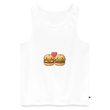 Burger Paar Liebe Herz Lustig - Männer Premium Bio Tank Top - Weiß - Vorne - AI Model Male 178 light (178cm)