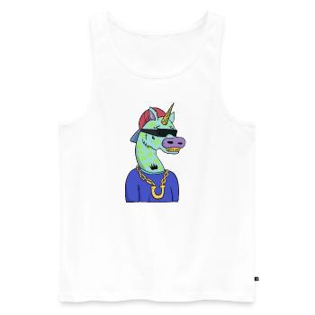 Gangster Einhorn Unicorn - Men's Premium Organic Tank Top - white - Front - AI Model Male 178 light (178cm)
