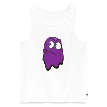 Funny fierce-looking ghost in purple - Men's Premium Organic Tank Top - white - Front - Michal (187cm)