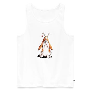 Basset Hound fête Noël I chien cadeau - Débardeur bio Premium Homme - blanc - Devant - Michal (187cm)