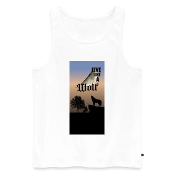 Vivez comme un loup - Débardeur bio Premium Homme - blanc - Devant - Michal (187cm)