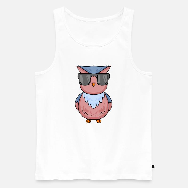 coole Eule mit Sonnenbrille - Männer Premium Bio Tank Top - Weiß