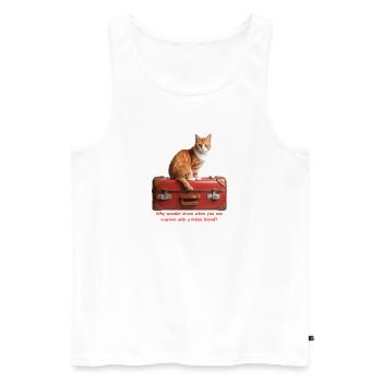 Chat de voyage #1 - Débardeur bio Premium Homme - blanc - Devant - AI Model Male 178 light (178cm)