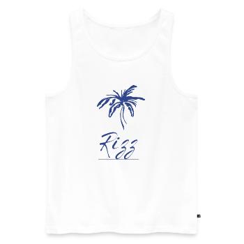 Rizz Palm Tropenprint - Männer Premium Bio Tank Top - Weiß - Vorne - AI Model Male 178 light (178cm)