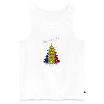Weihnachtsbaum mit Rumänien-Flagge - Männer Premium Bio Tank Top - Weiß - Vorne - Michal (187cm)