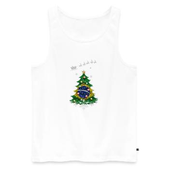 Weihnachtsbaum mit brasilianischer Flagge - Männer Premium Bio Tank Top - Weiß - Vorne - Michal (187cm)