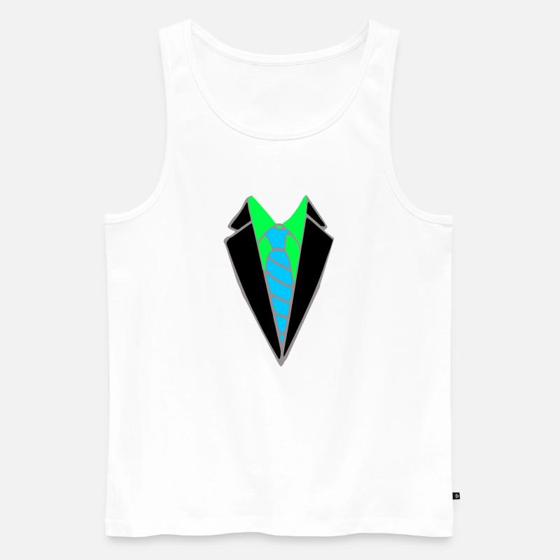 Neon Sakko mit blauer Krawatte - Männer Premium Bio Tank Top - Weiß
