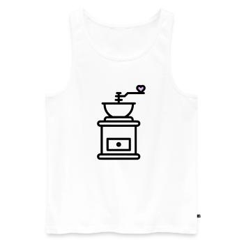 Coffee Love: Coffee Grinder with Heart Vector - Men's Premium Organic Tank Top - white - Front - AI Model Male 178 light (178cm)