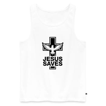 Jesus Saves Cross Dove - Men's Premium Organic Tank Top - white - Front - Michal (187cm)